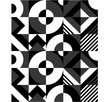 Folie Tür schwarz und weiß geometrisch - TenStickers
