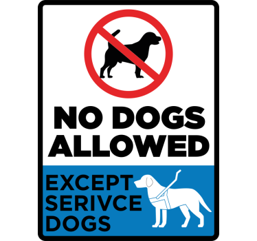 Schaufenster Folie no dogs allowed except service dogs - TenStickers
