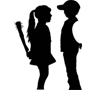 Laptop Aufkleber interaktion mit silhouetten in der kindheit - TenStickers