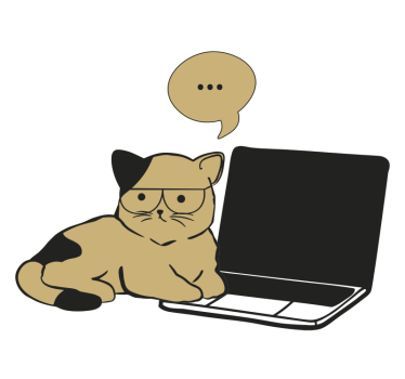 Laptop Aufkleber braune katze denkt nach - TenStickers