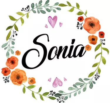 Wandtattoo Blumenkranz mit Namen - TenStickers