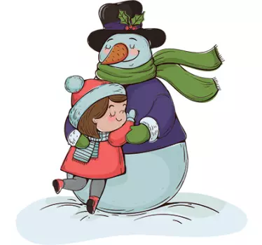 Wandtattoo Schneemann umarmt Kind - TenStickers