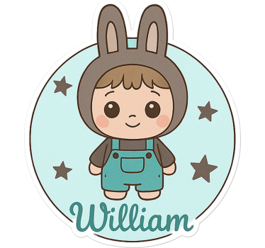 Wandtattoo Kinderzimmer kaninchenpuppe mit namen - TenStickers