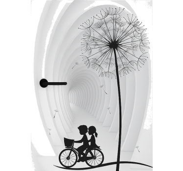 Folie Tür 3d löwenzahn und fahrrad - TenStickers