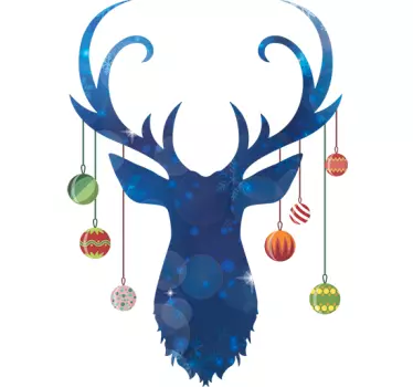 Wandtattoo Rentier mit Kristbaumkugeln - TenStickers