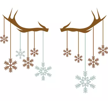 Wandtattoo Rentiergeweih mit Schneeflocken - TenStickers