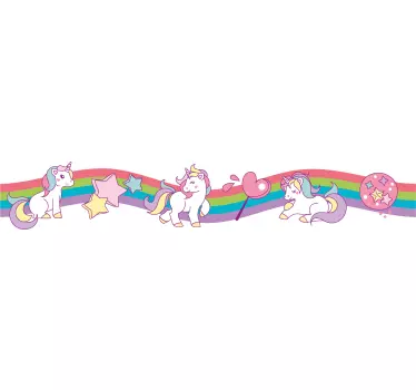 Bordüre selbstklebend Einhornmuster - TenStickers