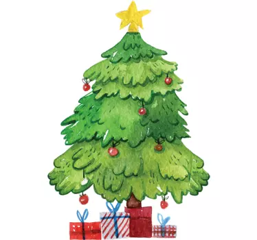 Aufkleber Weihnachtsbaum mit Geschenken - TenStickers