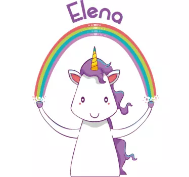 Einhorn mit Regenbogen personalisierbar Wandtattoo - TenStickers