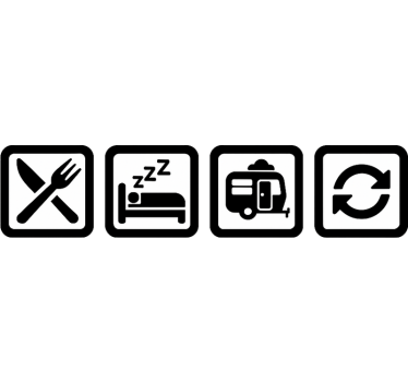 Wohnmobil Aufkleber essen, schlafen, wohnwagen, wiederholen - TenStickers