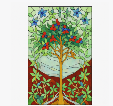 Folie Duschkabine baum buntglas - TenStickers