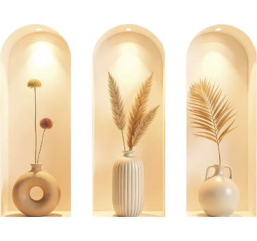 Wandtattoo visuelle Effekte beiges pflanzen-triptychon - TenStickers