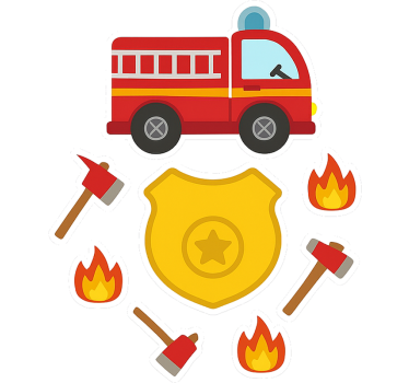 Folie Tür feuerwehrmann für kinder - TenStickers