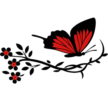Autoaufkleber schwarz roter schmetterlingseffekt - TenStickers