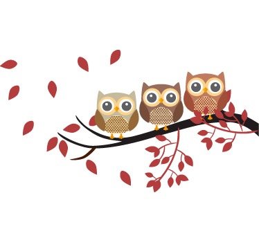 Fensteraufkleber Eulen auf dem Baum - TenStickers
