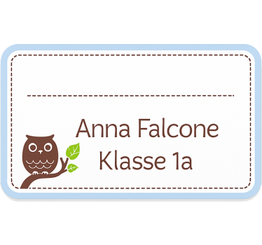 Wandtattoo Kinderzimmer eulenetikett mit namen - TenStickers