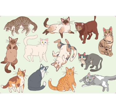 Laptop Aufkleber verschiedene animierte katzen - TenStickers