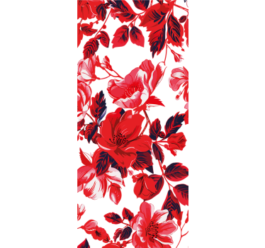 Folie Tür blumen fototapete rosa vintage - TenStickers