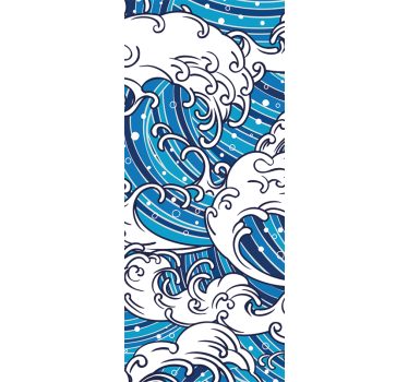 Folie Tür retro-blaue wellen - TenStickers