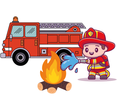 Folie tür feuerwehrmann für das kinderzimmer - TenStickers