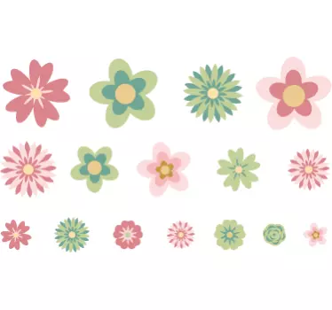 Blumen Rosa Grün Fahrrad Aufkleber - TenStickers