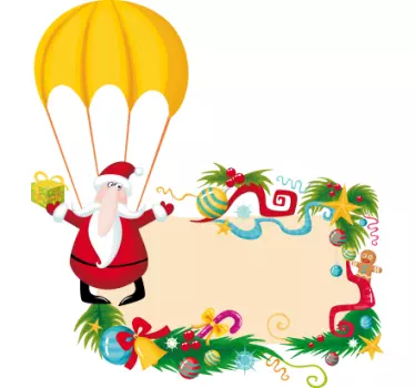 Weihnachtsmann mit Fallschirm Schaufensteraufkleber Weihnachten - TenStickers