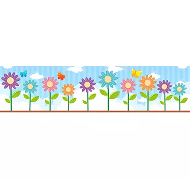 Bordüre selbstklebend Blumen Kinder Wandbordüre - TenStickers