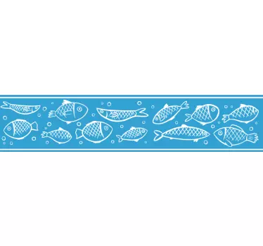Wandtattoo Badezimmer Bordüre schwimmende Fische - TenStickers