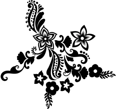 Aufkleber floral Blumen und Spiralen - TenStickers