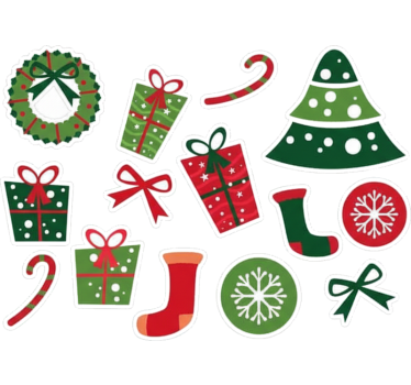 Weihnachtsaufkleber klassische weihnachtselemente - TenStickers