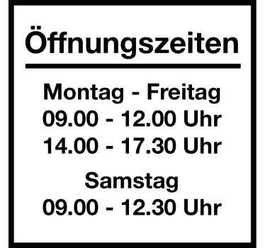 Öffnungszeiten Aufkleber einfach - TenStickers