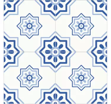 Wandtattoo Badezimmer Bordüre selbstklebend blau-weiß - TenStickers