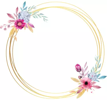 Elegante Blumenverzierung Spiegel Aufkleber Rund - TenStickers