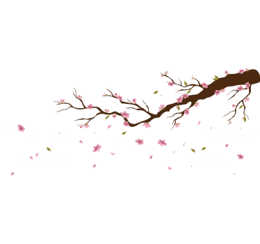 Rosa Blüten Ast im Wind Wandtattoo - TenStickers