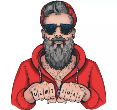 Wandaufkleber Wohnzimmer Hipster Weihnachtsmann XMAS - TenStickers