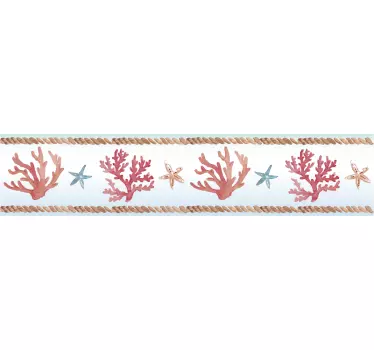 Wandtattoo maritim Badezimmer Bordüre Korallen - TenStickers