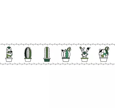 Wandtattoo Pflanzen mit Kaktus Bordüre - TenStickers