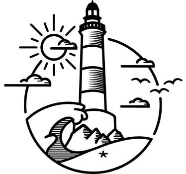 Leuchtturm Zeichnung Wohnmobil Aufkleber - TenStickers