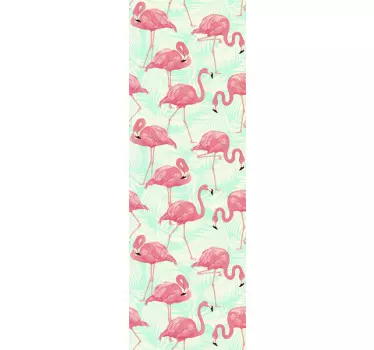 Wandtattoo Wohnzimmer Flamingo Muster - TenStickers