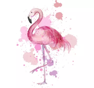 Flamingo Farbkleckse Wandtattoo Wohnzimmer - TenStickers
