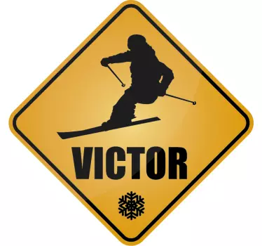 Wandtattoo Jugendzimmer Ski Silhouette Schild - TenStickers