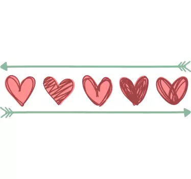 Wandtattoo Wohnzimmer Herzen Liebe Bordüre - TenStickers