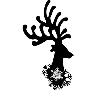 Wandtattoo Weihnachten Hirsch und Schneeflocke - TenStickers