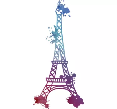 Eiffelturm in Aquarellfarben Wandtattoo Schlafzimmer - TenStickers