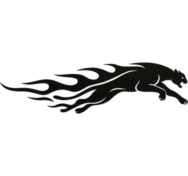 Autoaufkleber laufender puma mit flammen - TenStickers