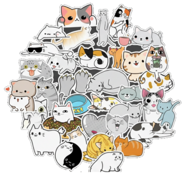 Laptop aufkleber mit niedlichen katzenmotiven - TenStickers