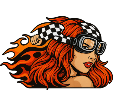 Motorrad aufkleber vintage brillenträgerin - TenStickers