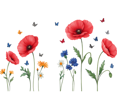 Fensteraufkleber rote mohnblume - TenStickers