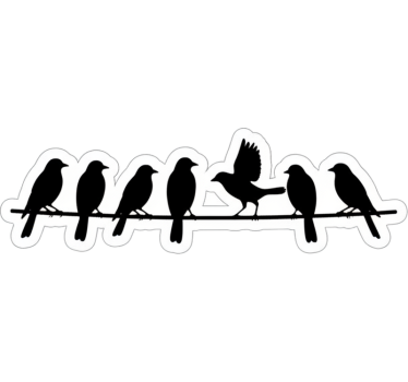 Fensteraufkleber vögel auf einer leine - TenStickers