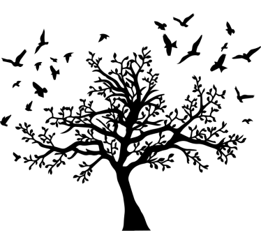 Fensteraufkleber großer baum mit vögeln - TenStickers